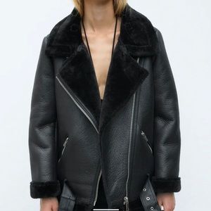 Zara Black Double Face Moto Jacket XS